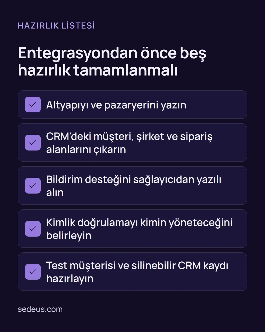 e-ticaret crm entegrasyonu - E-ticaret CRM Entegrasyonu: ikas, Ticimax, İdeasoft, T-Soft Kontrol listesi: ikas crm entegrasyonu ve diğer altyapılar için başlamadan önce yapılacak beş hazırlık maddesi.