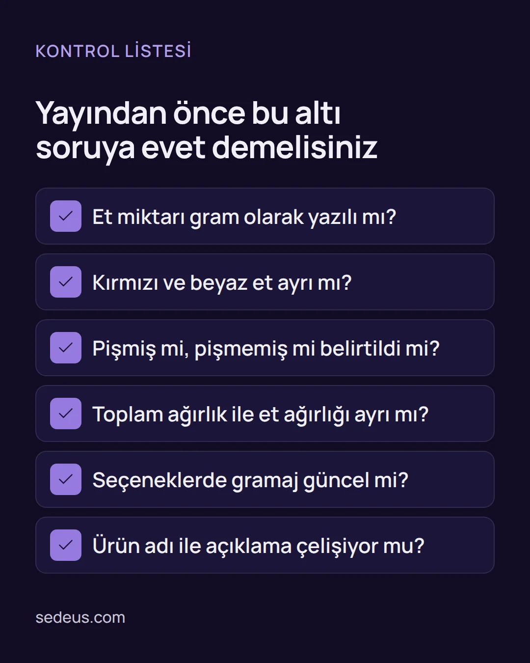 et ürünü gramaj bilgisi - Et Ürünü Gramaj Bilgisi: E-Ticaret İçin 12 Maddelik Liste Kontrol listesi: e-ticaret et satışı ürün sayfaları için gramaj açısından temel kontrol soruları.