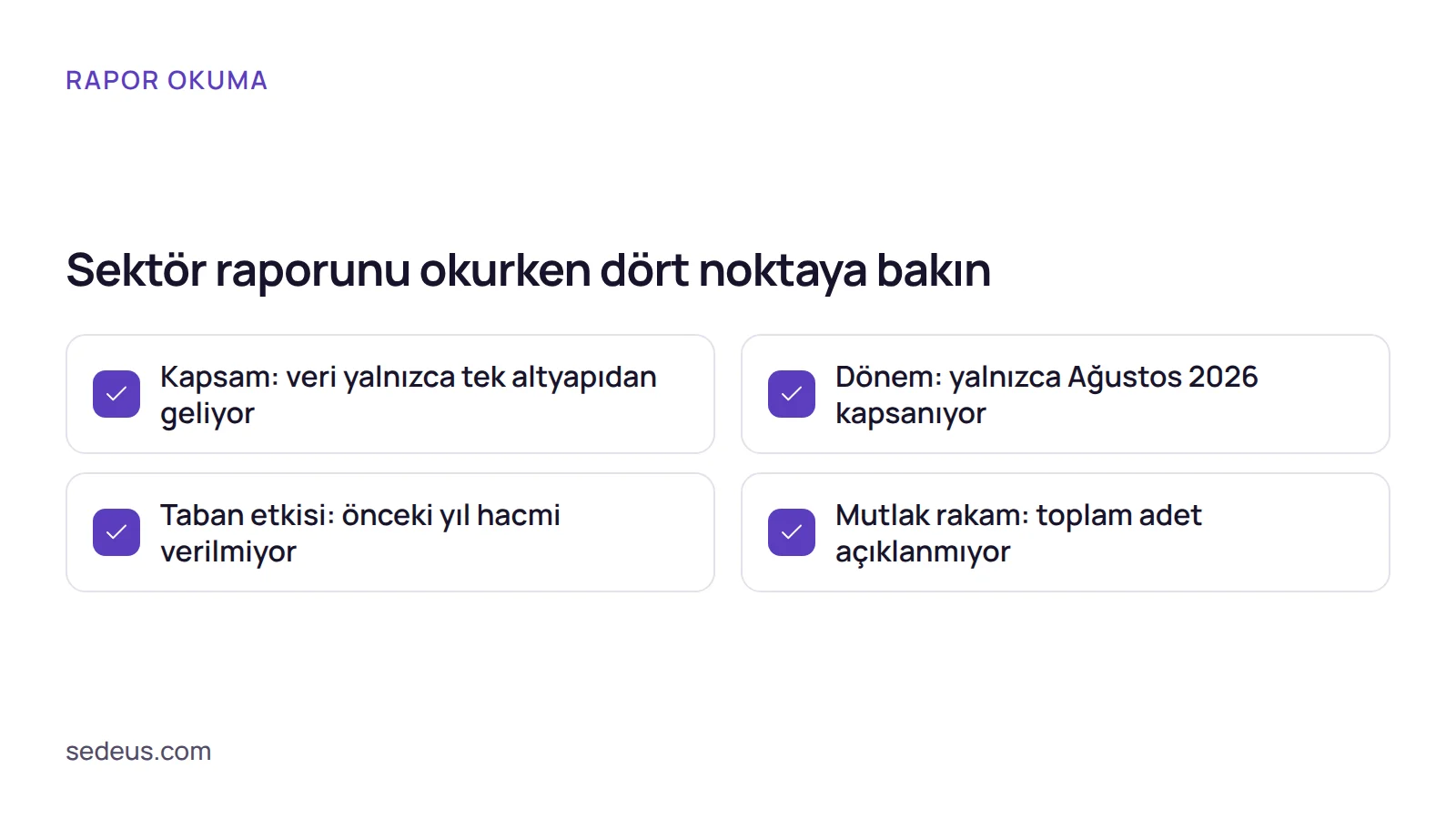 Kontrol listesi: pet ürünleri online satış raporunu okurken kapsam, dönem, taban etkisi ve mutlak rakam kontrol edilir.