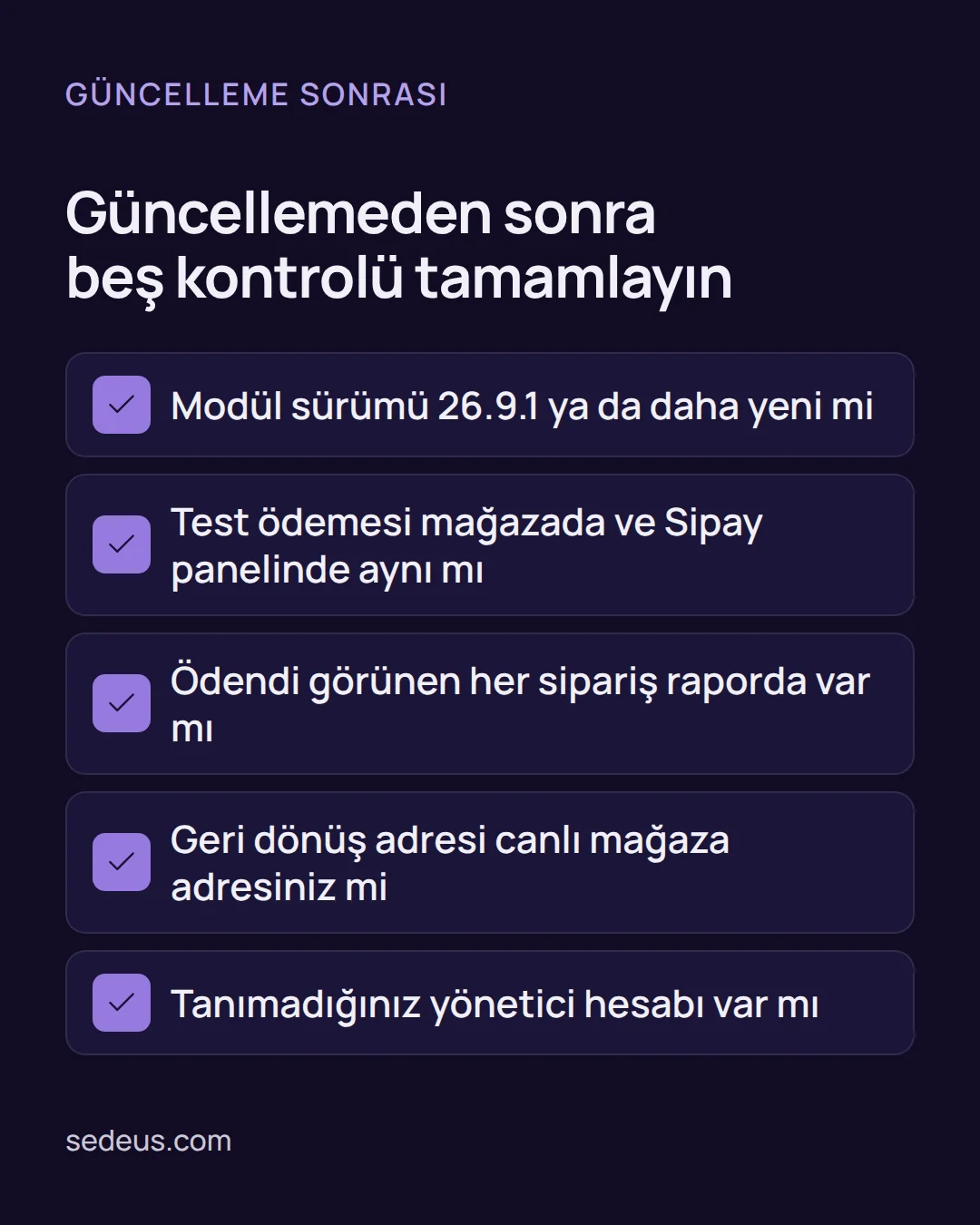 sipay opencart güvenlik açığı - Sipay OpenCart Güvenlik Açığı: Modülü 5 Adımda Güncelleyin Kontrol listesi: modül güncellemesinden sonra sürüm, test ödemesi, siparişler, geri dönüş adresi ve yönetici hesaplarının kontrolü.