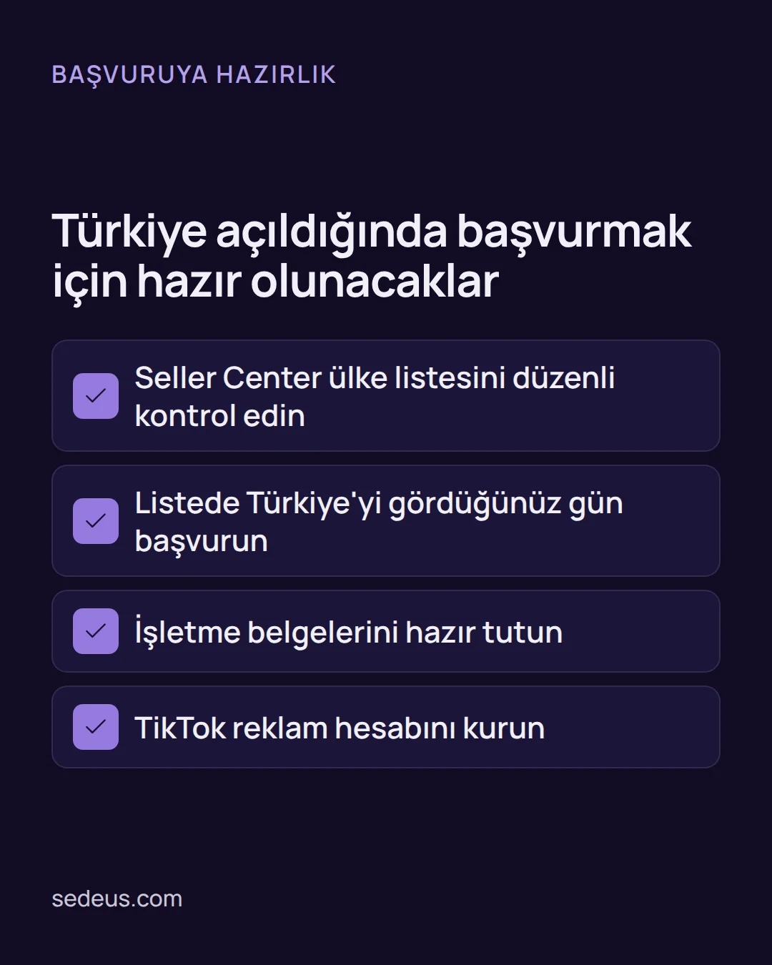 Kontrol listesi: TikTok Shop Türkiye açıldığında satıcının başvuru için hazırlaması gereken maddeler.